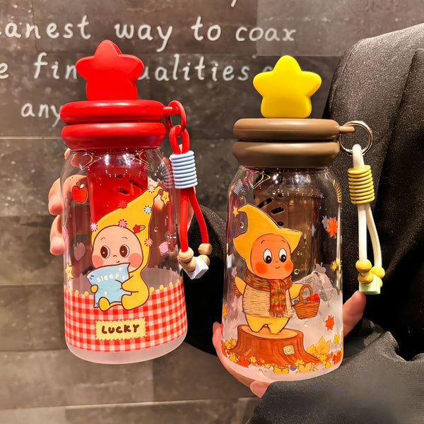 Cute Cartoon Star Straw Cup – 600ml